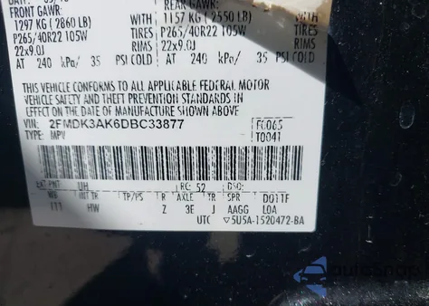 2013 Ford Edge Sport из США, поврежденный, VIN 2FMDK3AK6DBC33877